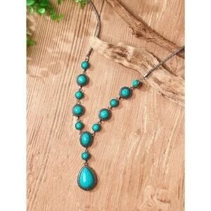 New Boho Festival Silver Chunky Turquoise Beaded Statement Necklace Chain A0139